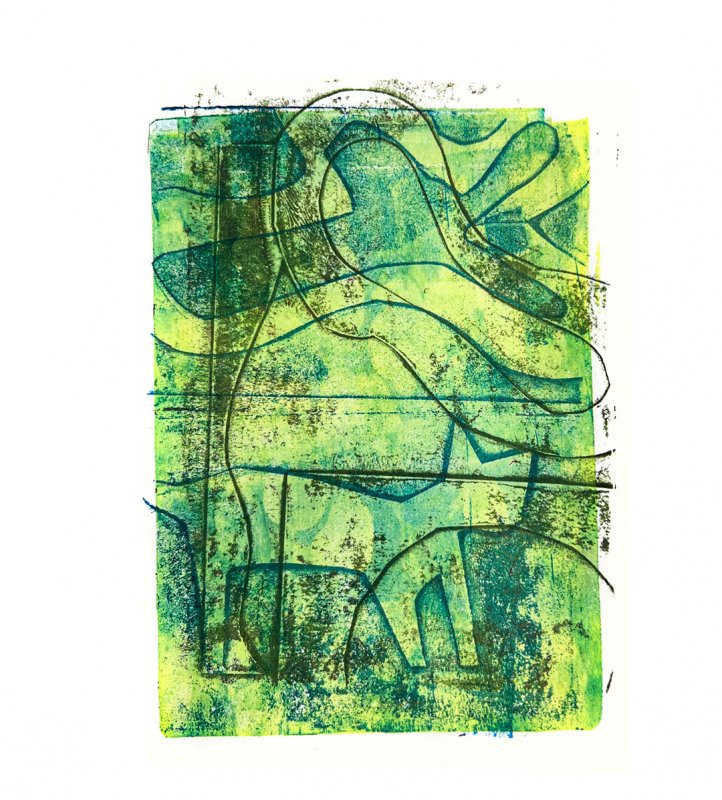 21 BFD, layered print with stencils