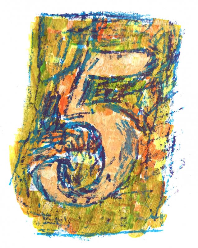 Oil pastel transfer print