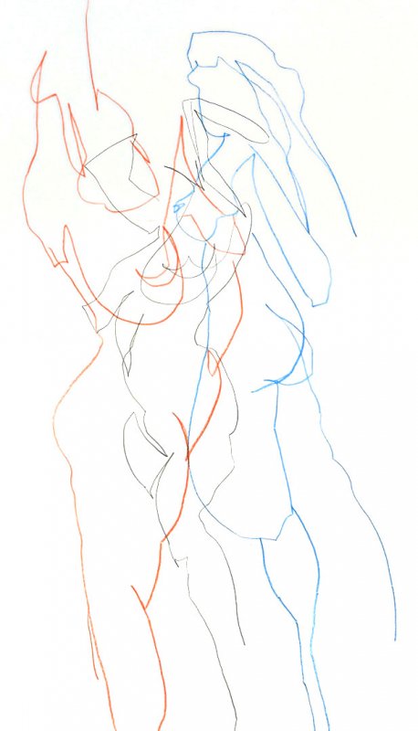 15 March, improvisational drawing, two blind drawings