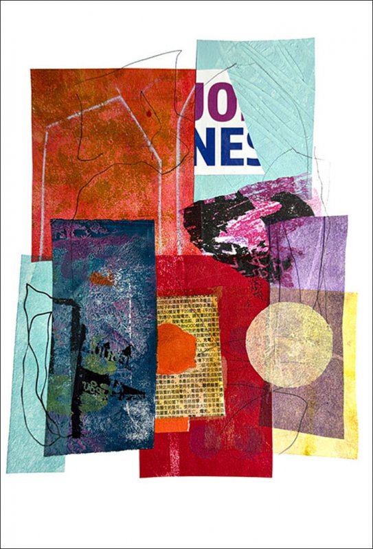 June, Timed collage, direct and transfer drawing, paint