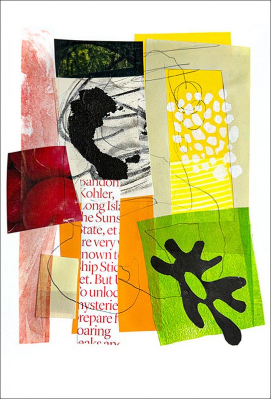 June, Timed collage, direct and transfer drawing, paint
