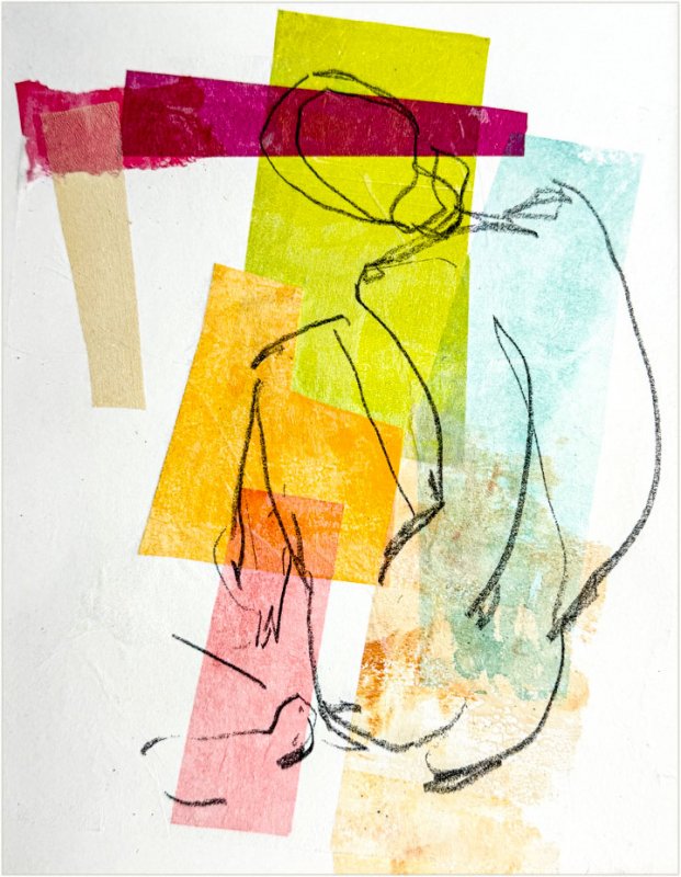 May, collage, tissue, opaque paper, line